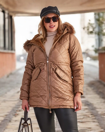 Жіноча стьобана куртка Royalfashion коричневого кольору
