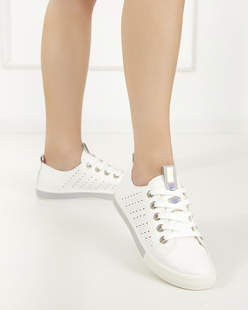 Белые женские кроссовки с серыми вставками Kowen
