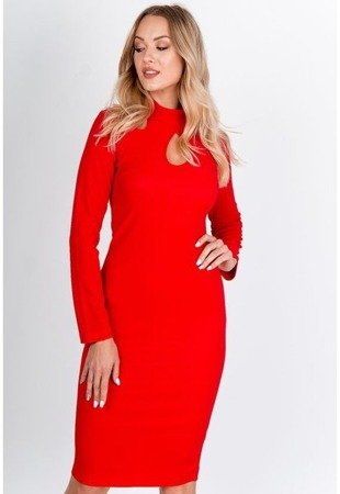 Красное платье-миди с вырезами - Одежда