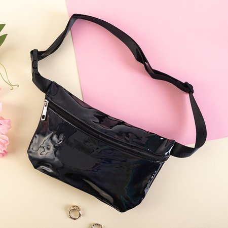 Лакированная женские поясная сумка в черном цвете