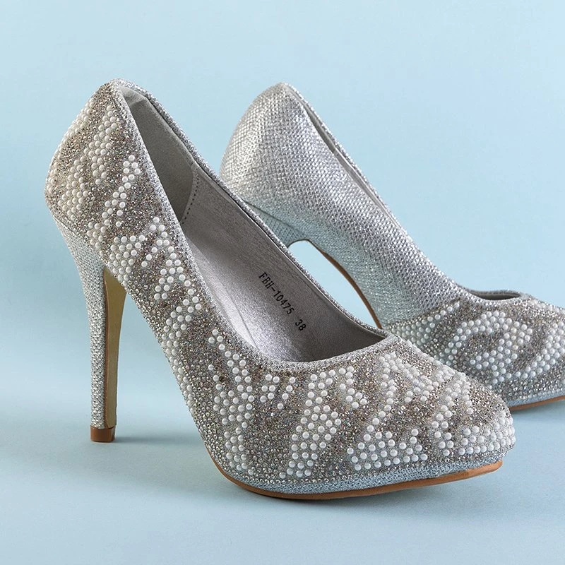 OUTLET Серебряные женские туфли-лодочки на шпильке Felix - Обувь