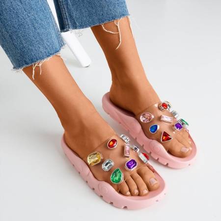 Светло-розовые тапочки с камешками тамариц - Обувь