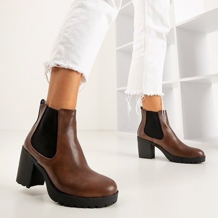 Темно-коричневые женские ботильоны на каблуке Vireek - Обувь