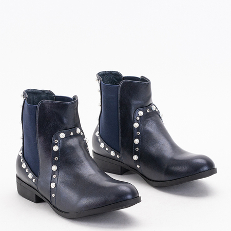 Темно-синие женские ботинки с жемчугом Natasia