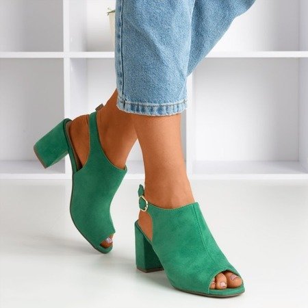 Зеленые женские босоножки на каблуке Vikash