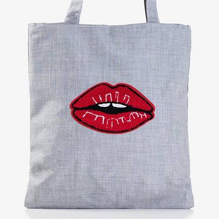 Женская серая сумка с декоративным значком - Сумочки