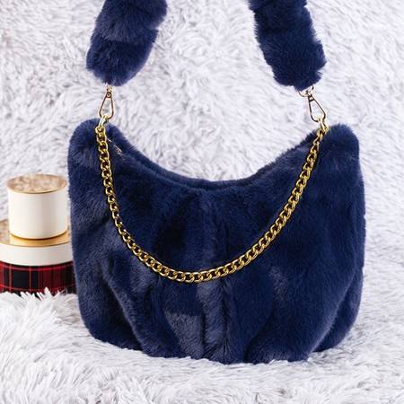 Женская сумка из меха темно-синего цвета - Сумки