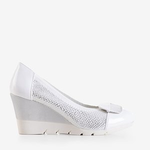 Бело-серебряные женские туфли на каблуках Noemia
