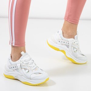 Бело-желтые кроссовки с голографическими вставками Etana - Обувь