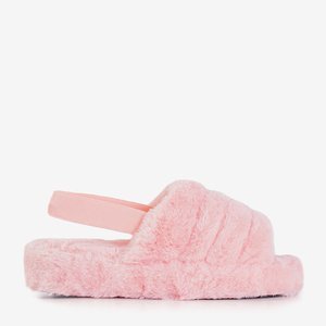Бледно-розовые женские меховые тапочки Fornax - Обувь