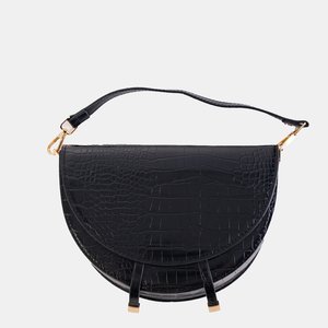 Черная женская сумка с текстурой под крокодила