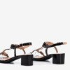 Черные сандалии на низкой стойке с фианитами Doremies - Обувь