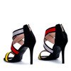 Черные сандалии на высоком каблуке с цветными вставками из марибеля - Обувь