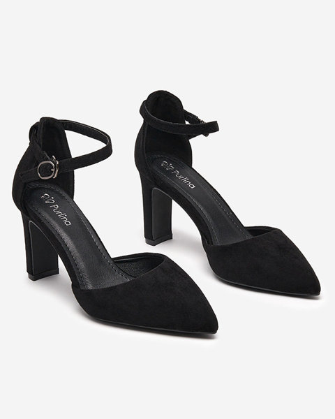 Черные женские босоножки на каблуке Ollagy