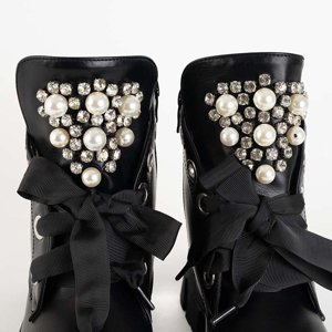 Черные женские ботинки с жемчугом Reia