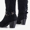Черные женские сапоги на высоком каблуке с бахромой от Camisieqa - Обувь