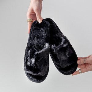 Черные женские тапочки с мехом Wortan - Обувь