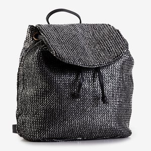 Черный женский плетеный рюкзак