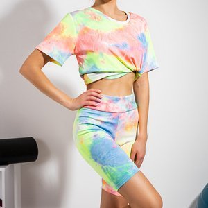Цветной женский спортивный комплект в стиле tie dye