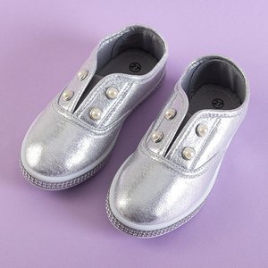 Детские слипоны OUTLET Silver с жемчугом мерин - Обувь
