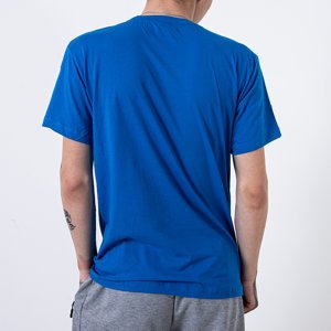 Голубая мужская футболка с надписью