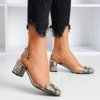 Коричневые туфли-лодочки на невысокой стойке a'la из змеиной кожи Evoria - Обувь