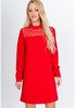 Красное мини-платье с кружевом - Одежда