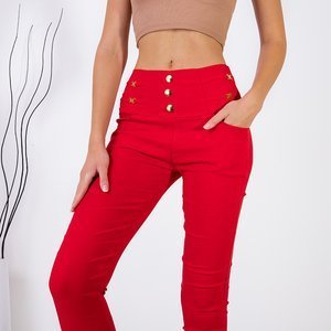 Красные женские брюки с отделкой