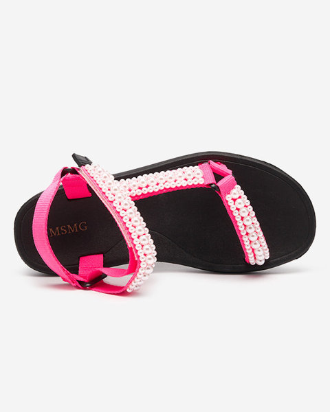 Неоново-розовые женские спортивные сандалии с жемчугом Dotiss- Обувь