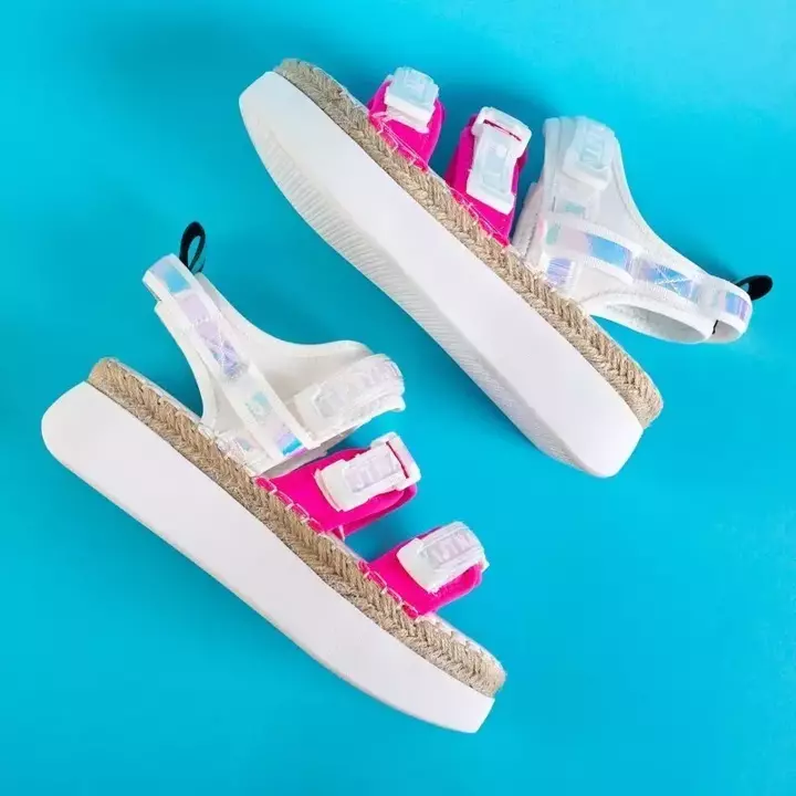 OUTLET Бело-розовые женские сандалии на платформе Justyn - Обувь