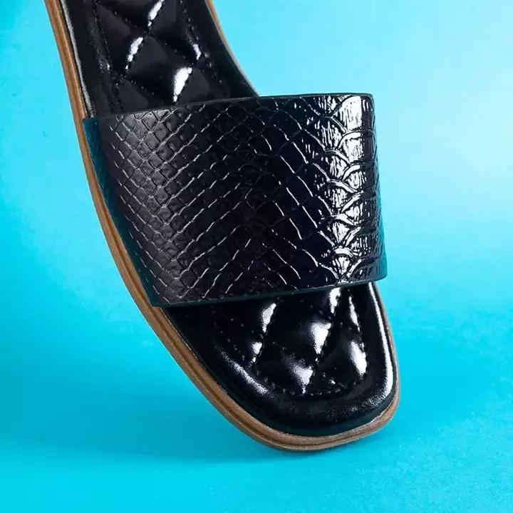 OUTLET Черные лакированные женские тапочки Serenis - Обувь