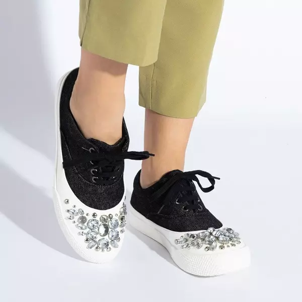 OUTLET Черные женские кроссовки с украшениями Anahel - Обувь
