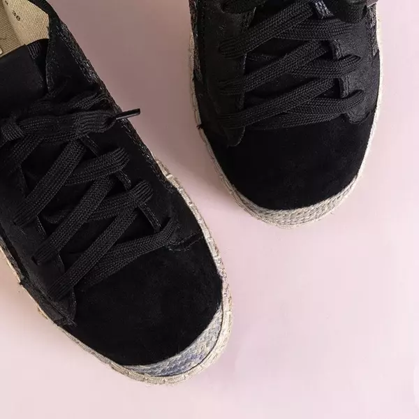 OUTLET Черные женские кроссовки a'la espadrilles Fesmav - Обувь