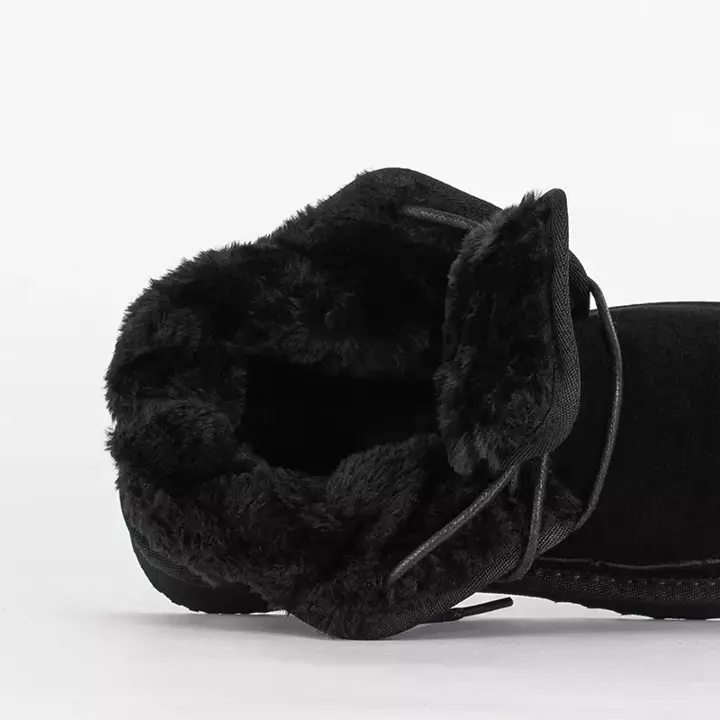 OUTLET Черные женские зимние сапоги на завязках на меху Miusho - Обувь