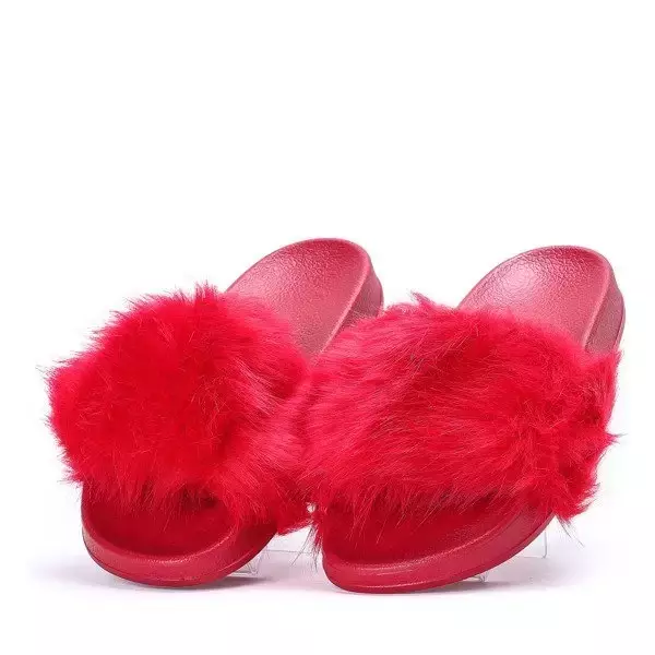 OUTLET Красные тапочки с мехом Millie- Shoes
