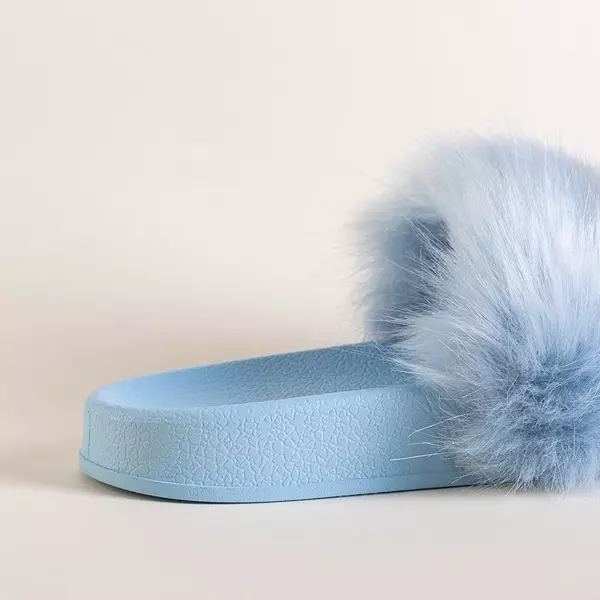OUTLET Синие женские тапочки с мехом Danita - Обувь