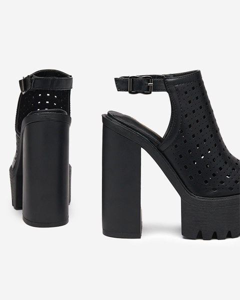OUTLET Женские черные ажурные босоножки на шпильке Asage-Footwear