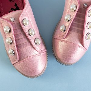 Розовые детские слипоны с жемчугом Мерена - Обувь