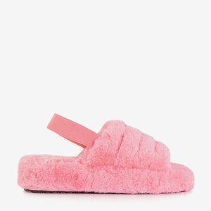 Розовые женские меховые тапочки Fornax - Обувь