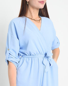 Синий длинный женский комбинезон - Одежда