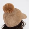 Светло-коричневая женская кепка с помпоном