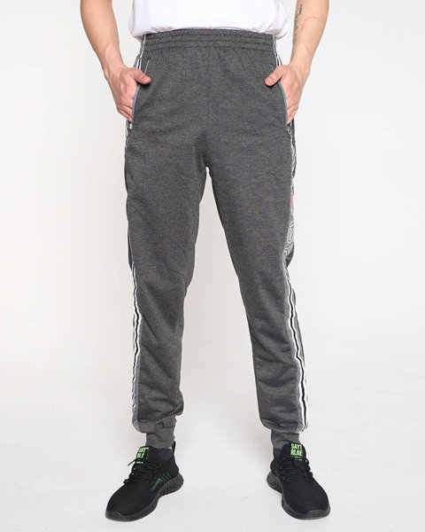 Темно-серые мужские спортивные штаны с лампасами - Одежда