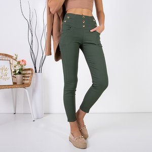 Темно-зеленые женские брюки с отделкой