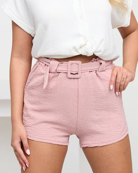 Женские короткие шорты светло-розового цвета с карманами - Одежда