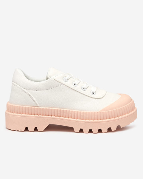 Женские кроссовки белого цвета с розовой подошвой Comp - Обувь