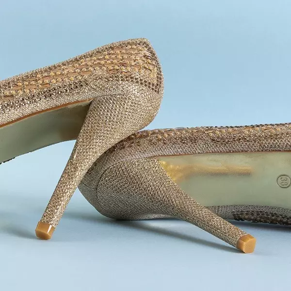 Женские парчовые туфли OUTLET Gold с фианитами Montesa - Обувь