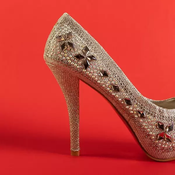 Женские туфли-лодочки OUTLET Gold на шпильке с украшениями от Polinari - Обувь