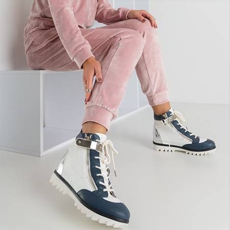 Білі спортивні черевики з синіми вставками Krillas
