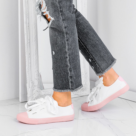 Білі та рожеві кросівки, пов’язані стрічкою Лариси - Взуття 1