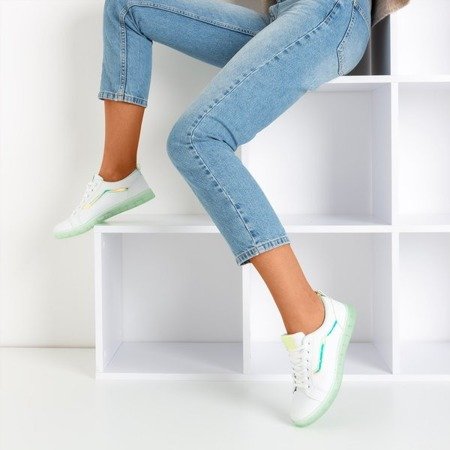 Білі жіночі кросівки із зеленою голографічною вставкою Domsca - Взуття 1